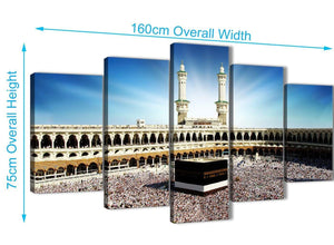 Extra Large 5 Piece Canvas Wall Art Pictures - Islamic Canvas - Hajj Pilgrimage Kaaba - 5191 - 160cm XL Set Artwork