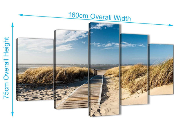 Extra Large 5 Piece Landscape Canvas Wall Art Prints - Pathway to the Ocean - 5197 - 160cm XL Set Artwork