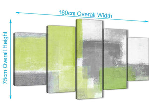 Extra Large 5 Part Lime Green Grey Abstract - Abstract Office Canvas Pictures Decor - 5369 - 160cm XL Set Artwork