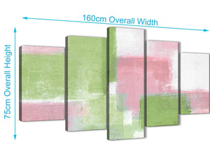 Extra Large 5 Piece Pink Lime Green Green Abstract Office Canvas Pictures Decorations - 5374 - 160cm XL Set Artwork