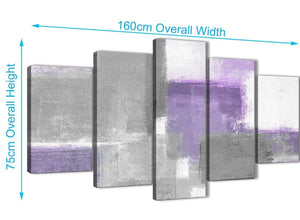 Extra Large 5 Piece Purple Grey Painting Abstract Office Canvas Pictures Decorations - 5376 - 160cm XL Set Artwork