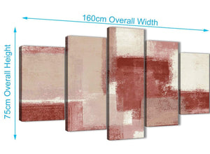 Extra Large 5 Piece Red and Cream Abstract Dining Room Canvas Pictures Decorations - 5370 - 160cm XL Set Artwork
