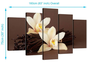 5 Piece Set of Living-Room Brown Canvas Wall Art