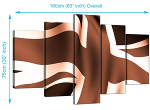 Set Of Five Modern Brown Canvas Picture