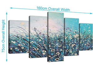 extra large abstract floral canvas wall art teal 5260