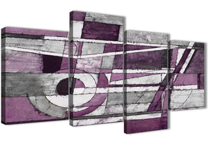 Extra Large Aubergine Grey White Painting Abstract Bedroom Canvas Wall Art Decor - 4406 - 130cm Set of Prints