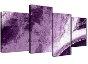 Extra Large Aubergine Plum and White - Abstract Bedroom Canvas Wall Art Decor - 4449 - 130cm Set of Prints
