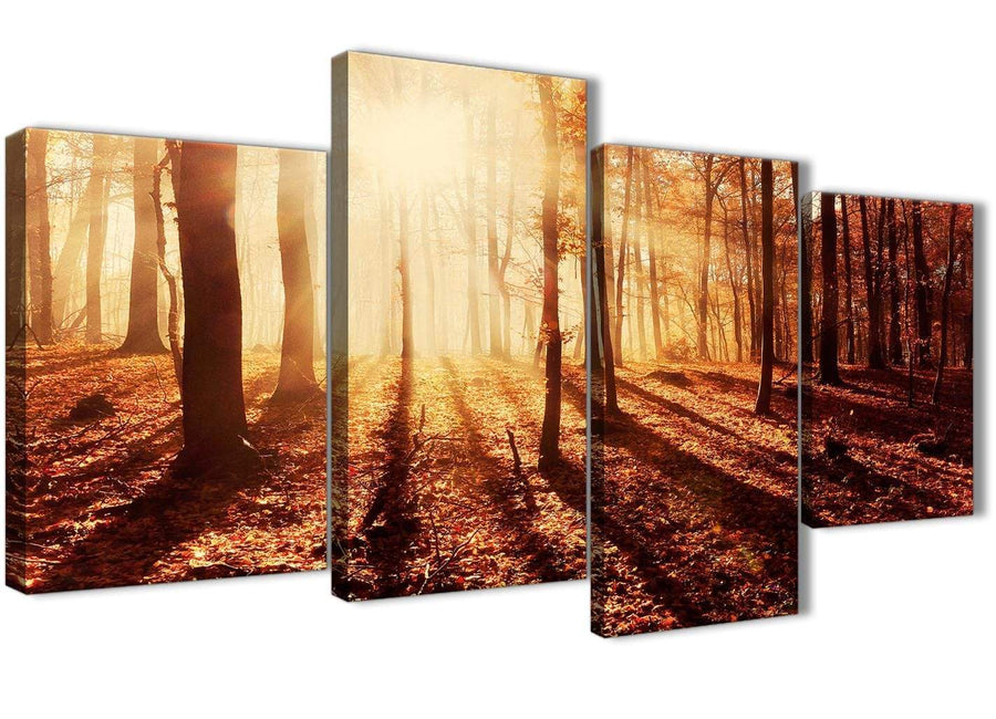 Extra Large Autumn Leaves Forest Scenic Landscapes Canvas Art Prints - Trees - 4386 Orange - 130cm Set of Pictures