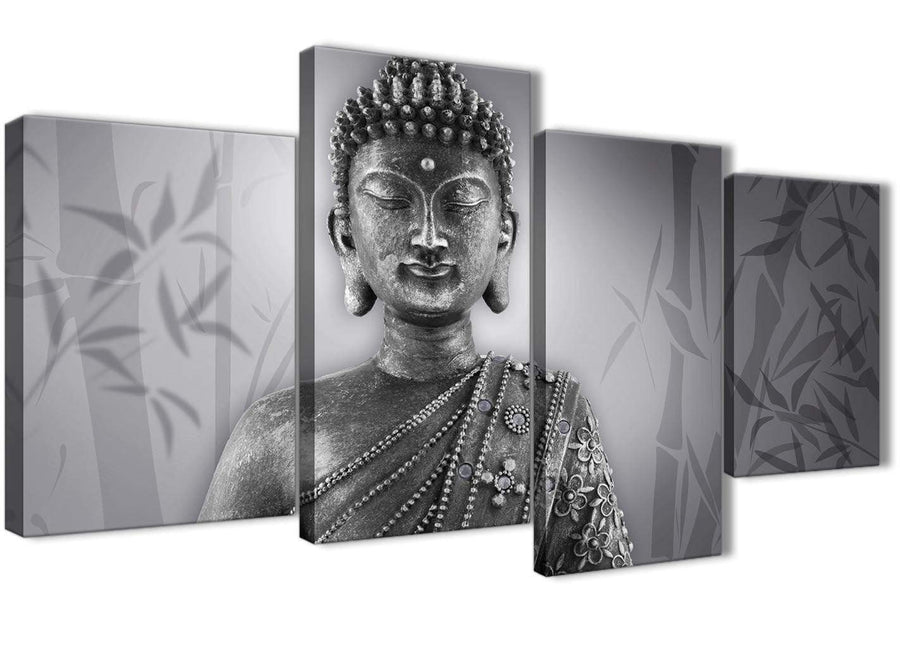 Extra Large Black White Buddha Living Room Canvas Pictures Decor - 4373 - 130cm Set of Prints