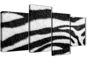 Extra Large Black White Zebra Animal Print Abstract Living Room Canvas Wall Art Decor - 4471 - 130cm Set of Prints