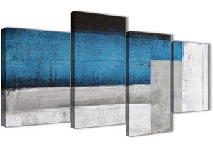Extra Large Blue Grey Painting Abstract Living Room Canvas Pictures Decor - 4423 - 130cm Set of Prints