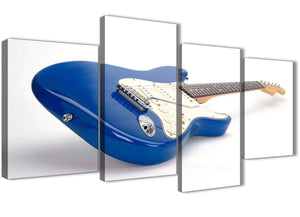 Extra Large Blue White Fender Electric Guitar - Living Room Canvas Pictures Decor - 4447 - 130cm Set of Prints