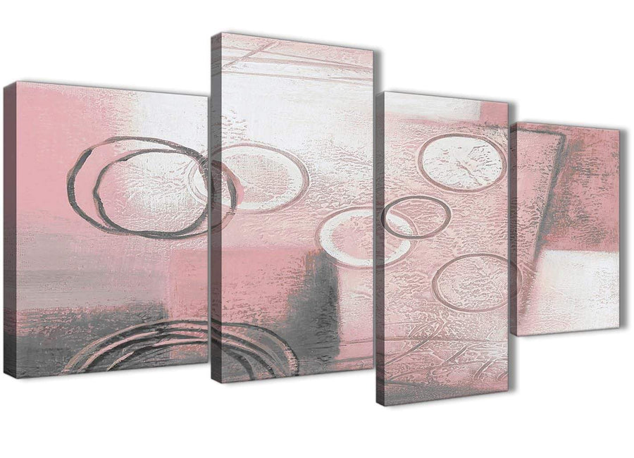 Extra Large Blush Pink Grey Painting Abstract Living Room Canvas Pictures Decor - 4433 - 130cm Set of Prints