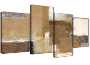 Extra Large Brown Cream Beige Painting Abstract Bedroom Canvas Pictures Decor - 4387 - 130cm Set of Prints