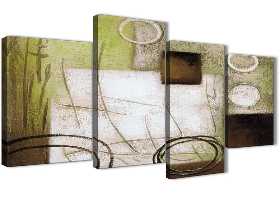 Extra Large Brown Green Painting Abstract Bedroom Canvas Pictures Decor - 4421 - 130cm Set of Prints