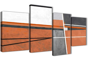 Extra Large Burnt Orange Grey Painting Abstract Bedroom Canvas Pictures Decor - 4390 - 130cm Set of Prints