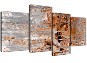 Extra Large Burnt Orange Grey Painting Abstract Bedroom Canvas Pictures Decor - 4415 - 130cm Set of Prints