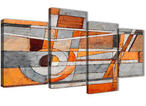 Extra Large Burnt Orange Grey Painting Abstract Bedroom Canvas Pictures Decor - 4405 - 130cm Set of Prints