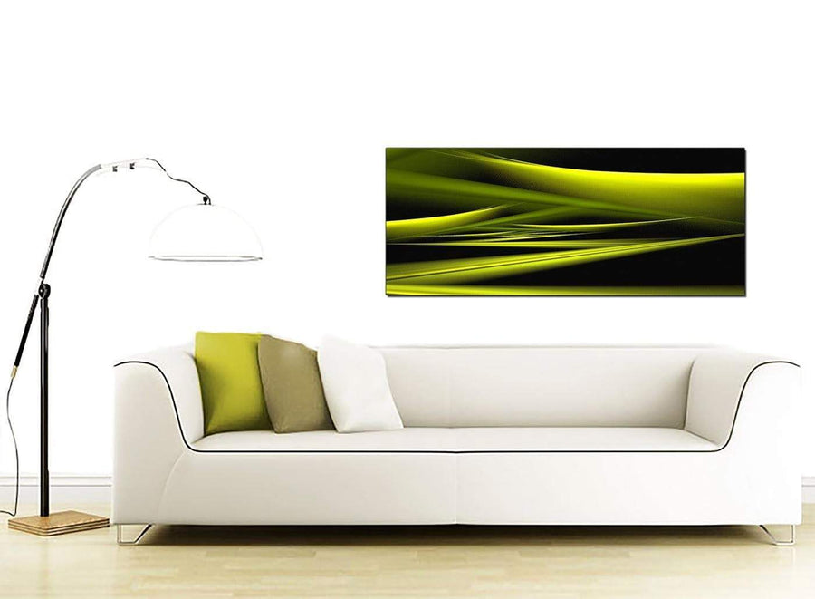 Modern Lime Green & Black Waves Abstract Canvas