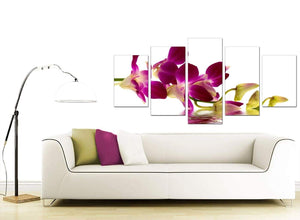 Purple Green White Orchid Flower Floral Canvas 