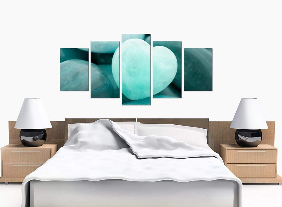 Set Of Five Bedroom Teal Canvas Picture