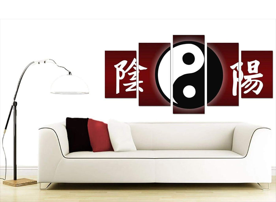 Large Oriental Yin Yang Symbol Red Black Abstract Canvas Art 