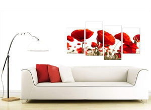 4 Piece Set of Large Red Canvas Pictures
