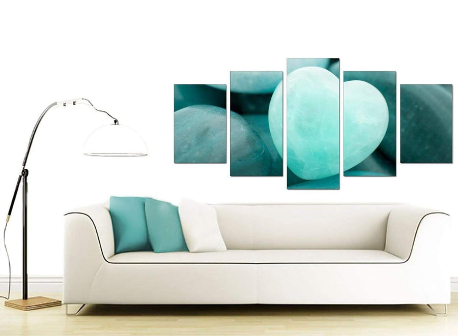 Teal Green Blue Love Heart Abstract Canvas