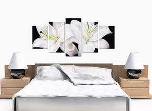 Set Of Five Bedroom Black White Canvas Picture