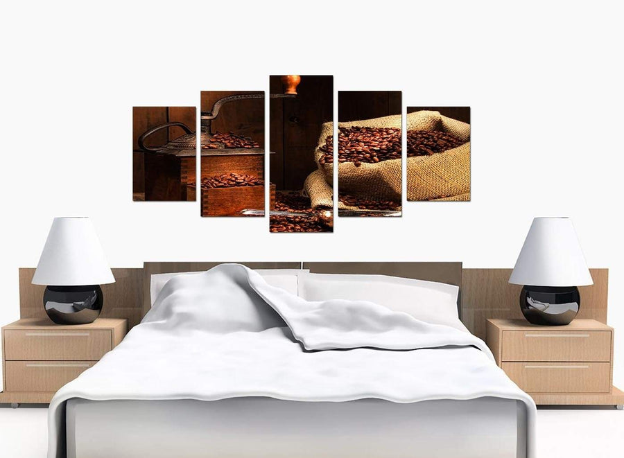 Set Of Five Extra-Large Brown Canvas Picture