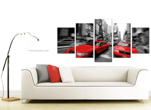Red Black White Grey New York Taxi City Canvas