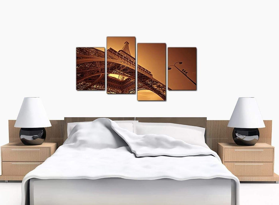 Four Part Set of Bedroom Brown Canvas Wall Art