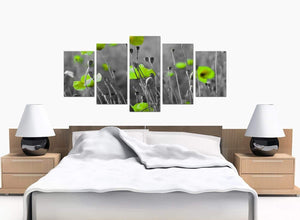 5 Part Set of Bedroom Green Canvas Picture
