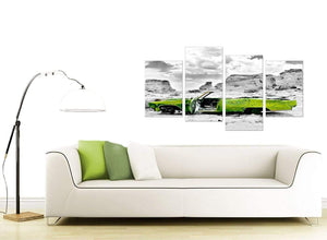 Abstract Lime Green Grey Car Desert Landscape Canvas