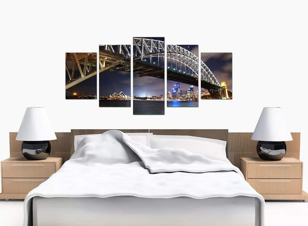5 Piece Set of Large Blue Canvas Prints
