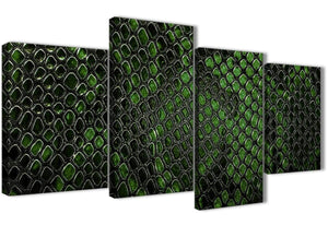 Extra Large Dark Green Snakeskin Animal Print Abstract Bedroom Canvas Wall Art Decor - 4475 - 130cm Set of Prints