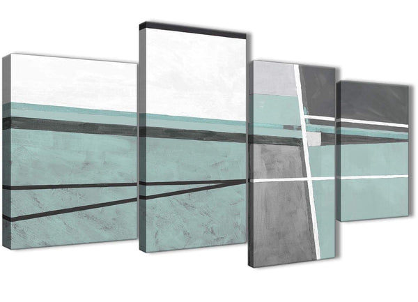 Extra Large Duck Egg Blue Grey Painting Abstract Bedroom Canvas Wall Art Decor - 4396 - 130cm Set of Prints
