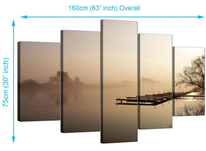 5 Part Set of Living-Room Brown Canvas Picture