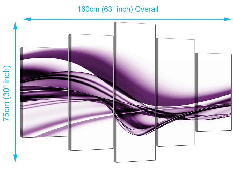 Set Of 5 Modern Purple Canvas Picture