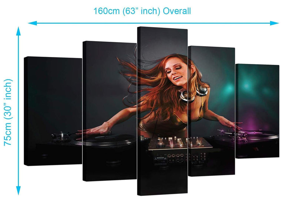 5 Panel Set of Cheap Teal Canvas Pictures