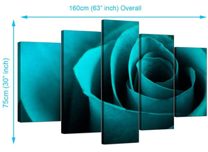 Five Part Set of Living-Room Turquoise Canvas Art