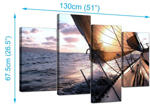 4 Piece Set of Extra-Large Blue Canvas Picture