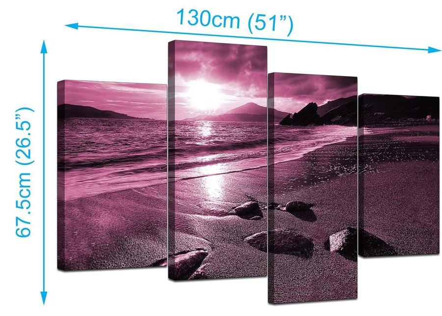4 Piece Set of Living-Room Plum Canvas Pictures