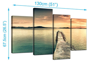 Four Panel Set of Modern Blue Canvas Pictures