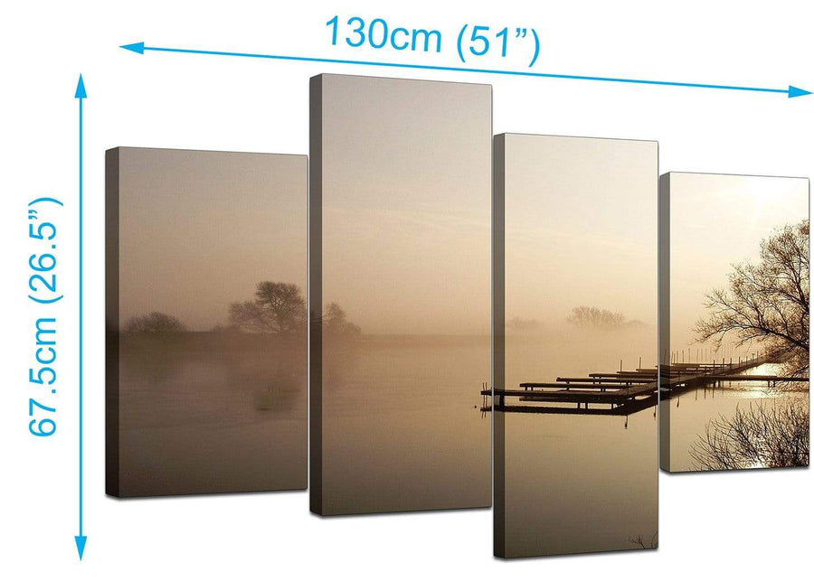 4 Part Set of Extra-Large Brown Canvas Picture