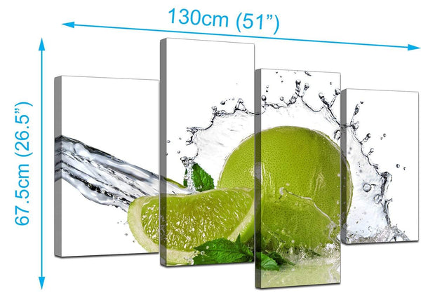 Four Panel Set of Living-Room Green Canvas Prints