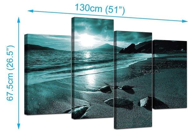 4 Panel Set of Modern Teal Canvas Prints