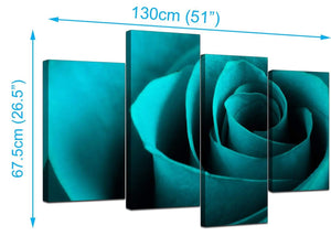 Set Of Four Cheap Turquoise Canvas Pictures