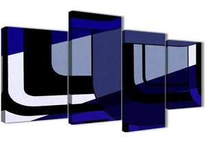 Extra Large Indigo Navy Blue Painting Abstract Bedroom Canvas Pictures Decor - 4411 - 130cm Set of Prints
