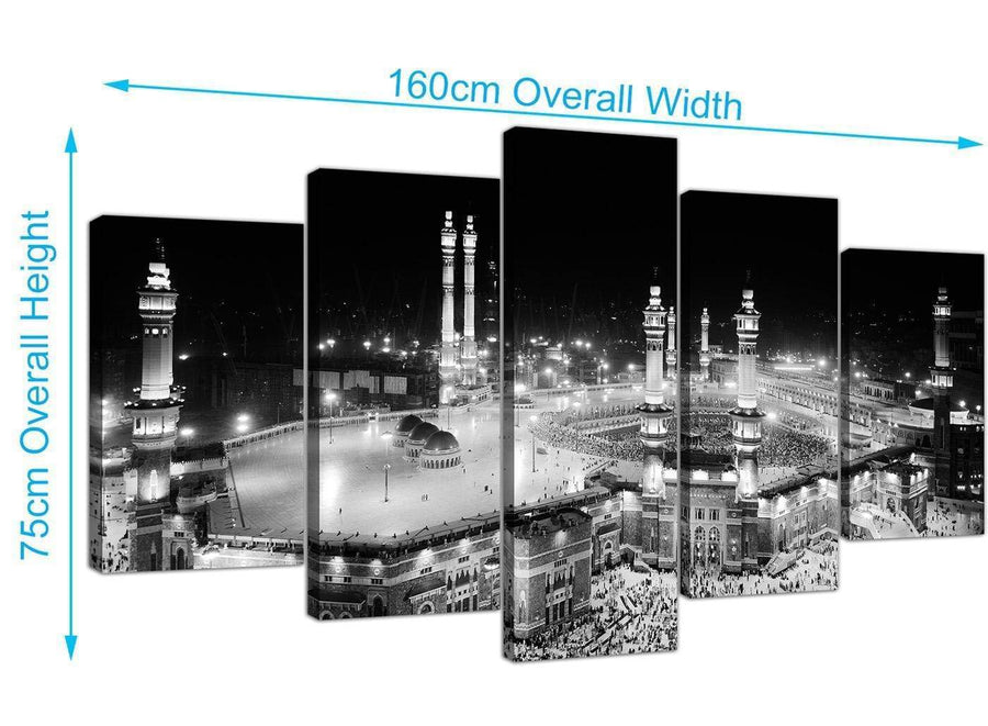 extra large islamic mecca temple canvas wall art black and white 5231
